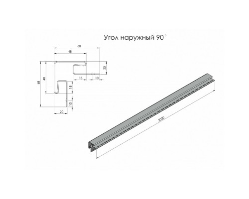 Кут зовнішній 90° L-3000 мм чорний